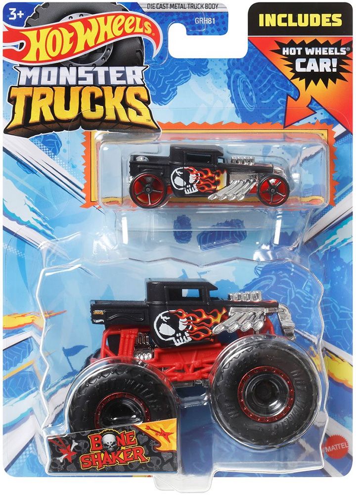 2023 Monster Trucks + Hot Wheels Car 2-Packs - Mix M
