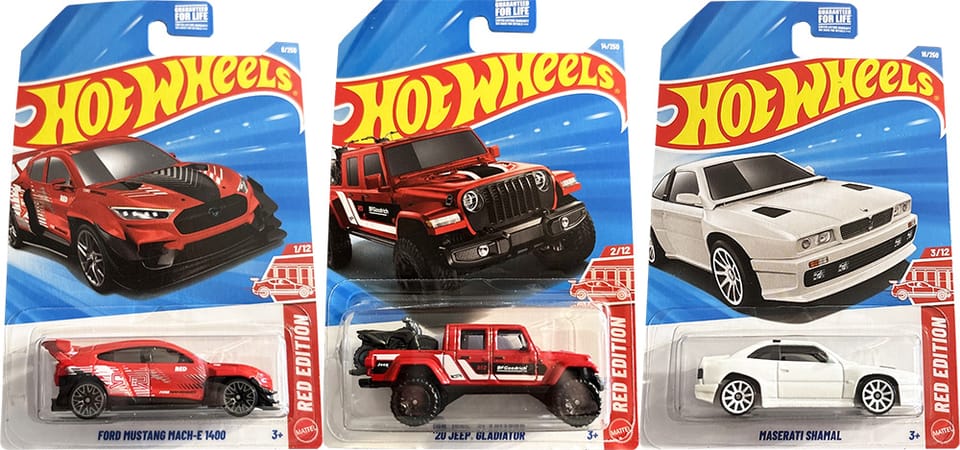 2026 Hot Wheels Red Edition 1, 2, 3